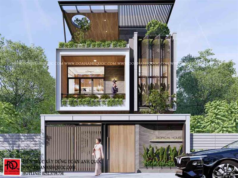 Thiết kế nhà Phan Thiết, Xây nhà trọn gói Phan Thiết, Thi công nhà trọn gói Phan Thiết, Thiết kế Thi công nội thất Phan Thiết Bình Thuận, Công ty Xây dựng Bình Thuận, Thiết kế nhà Bình Thuận, Xây nhà trọn gói Bình Thuận. Thiết kế nhà phố phong cách nhiệt đới – “Tropical House”